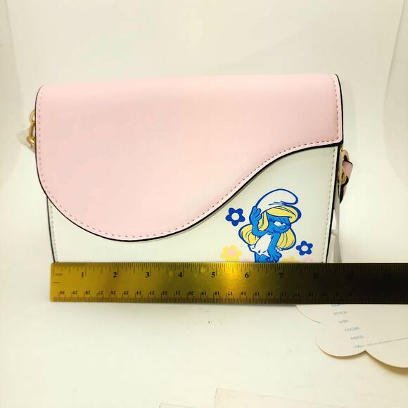Unique Vintage Smurfs Purse Smurfett Pink kidcore Cartoon 90s Nostalgic Shoulder - Picture 8 of 11